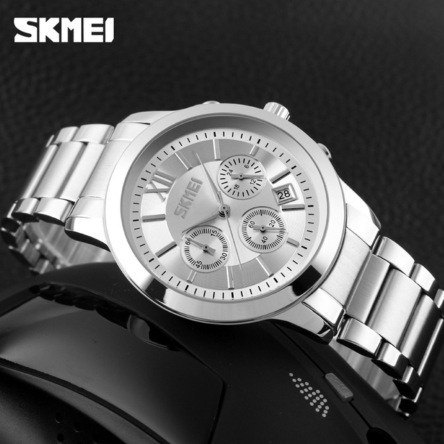 Business Commuter Dial 43mm Dial Fashionable Charm Style Men's 6-Pin Quartz Watch Multifunctional Calendar Waterproof SKMEI9097
