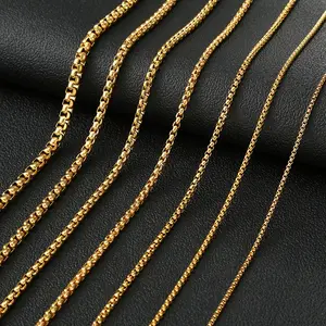 时尚不锈钢方形珍珠项链钛钢项链配件批发DIY饰品制作