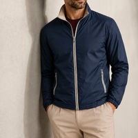 Veste matelassée double face en coton pour homme, avec poignets élastiques en polyester et élasthanne, coupe-vent, décontractée pour le quotidien