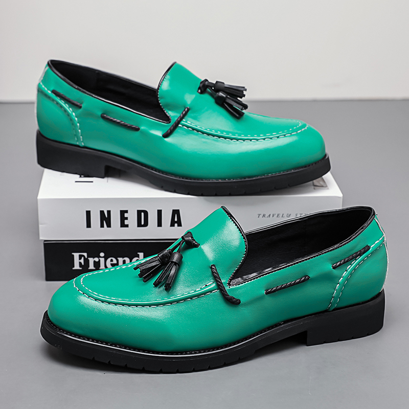 slim fit dress slacks Green Sparkly Loafers | Rhinestone Design main image 0