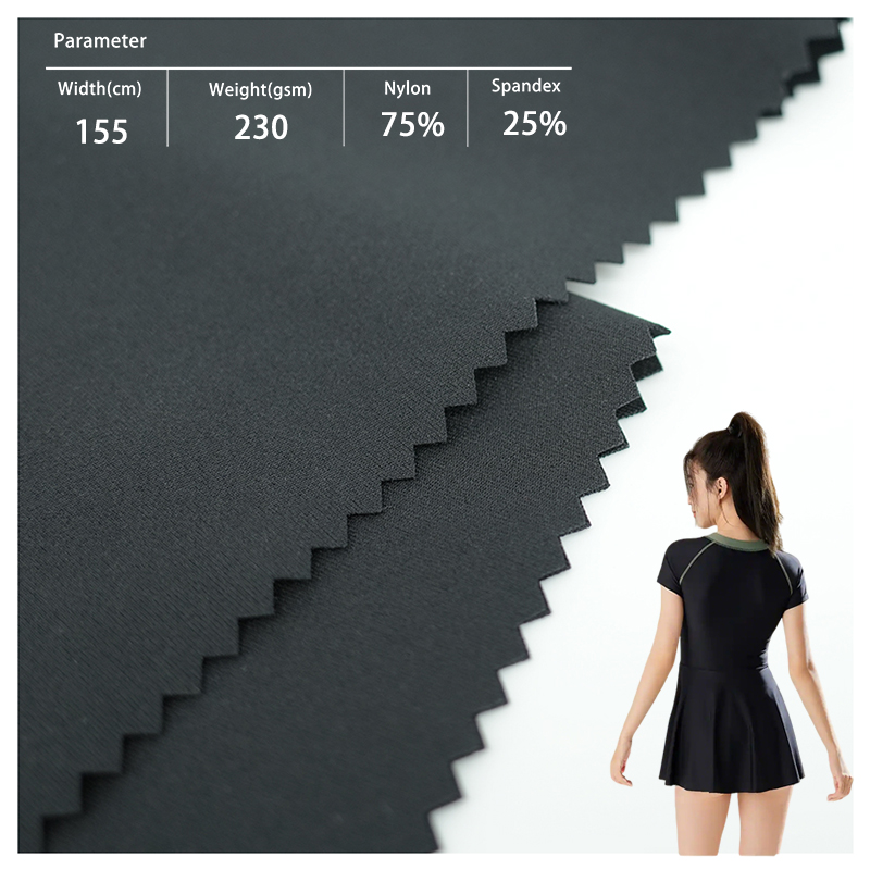 Nylon 75% Spandex 25% High Elastic Fourway Stretch Knitted Swimwear Fabric for Sportswear Dress Underwear Lining