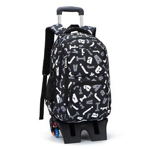 Mochila tipo trolley escolar resistente al agua con ruedas silenciosas que se puede enrollar para viajes nocturnos, muestra gratuita. - Product Image 4