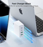 Chargeur mural multi-ports HNT 140W GaN 2A2C, adaptateur secteur rapide, matériau ABS+PC ignifuge, prise universelle pour MacBook et iPhone