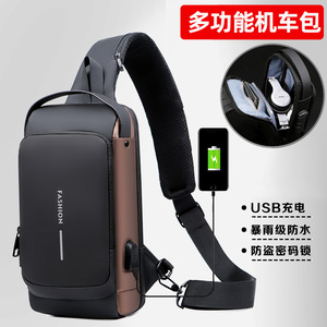Borsa a Tracolla Multifunzione Antifurto con USB per Uomo, Borsa da Viaggio a Tracolla, Marsupio da Petto, Borsa <span class=keywords><strong>Messenger</strong></span> - Product Image 2