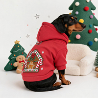 Manteau d'hiver chaud en polaire brodé pour animaux de compagnie, motif maison de pain d'épices de Noël, pour chiens (Dachshund, petits et moyens) et chats