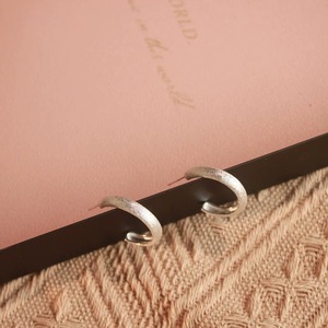 S925 Sterling <b>Silver</b> C-Shaped <b>Huggie</b> Earrings Brushed Texture Everyday Wear Stud Earrings - Product Image 5
