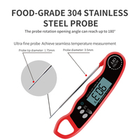Thermomètre alimentaire numérique pour cuisine domestique, étanche IPX6, sonde en métal 304SS, écran LCD, lecture instantanée, alimenté par piles, haute performance