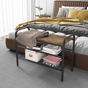 Ayakkabı rafı için entryways çelik raf depolama organizatör ahşap ayakkabı rafı tezgahı koltuk - Product Image 3