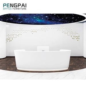 Hiện đại độ bóng cao Trắng nửa vòng tròn văn phòng tiếp tân bàn cho phòng tập thể dục & khách sạn sử dụng chống thấm nước và chống trầy xước - Product Image 1