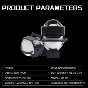 SANVI 58W 6000K LED <b>Projector</b> Lens Headlights 3 Inch A3 Short Car LED Lamp Square <b>Light</b> - Product Image 6