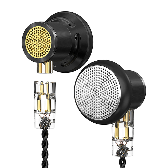 ND DTS 14.2MM-1DD HIFI In-Ear Earphones Heavy Dass Game Sports Flat Plug Headphones 2PIN 3.5MM Earphones Wired Black Silver