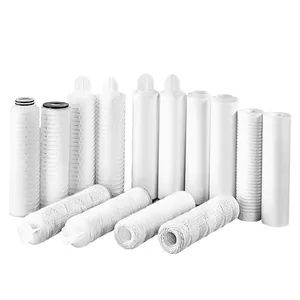 Cartucho de filtro de corda pe, cartucho de filtro de membrana plissada com filtro de nylon 66 pp, 5, 10, 20, 30, 40 polegadas