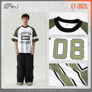 Camiseta deportiva de manga raglán con contraste de colores Boxy Fit 100% algodón camiseta personalizada para hombres ropa al por mayor con estampado - Product Image 2