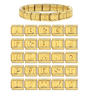 Venta al por Mayor de Cuentas de Abalorios Italianas con Letras del Alfabeto A-Z en 3D, Plateadas en Platino, de 9 mm, de Acero Inoxidable, para Hacer Pulseras con Iniciales Personalizadas - Product Image 1