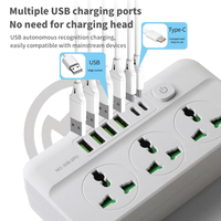 Multiprise UE à prise triangulaire avec port USB Type C, obturateur de sécurité, rallonge pour la maison, le bureau et les voyages