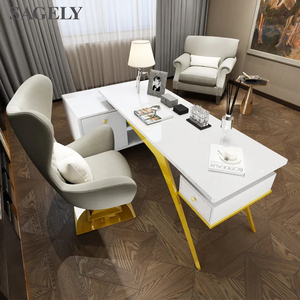 Bán Hàng Trực Tiếp Màu Trắng Hiện Đại L Hình Bàn Văn Phòng Đơn Giản Độc Đáo Bàn Điều Hành Trắng Nhà Văn Phòng <span class=keywords><strong>Lap</strong></span> Bàn Hàng Đầu Máy Tính PC - Product Image 2