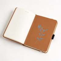 Carnet A5 avec couverture textile, motif floral brodé, couverture rigide, journal de voyage, cadeau