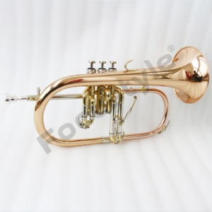 Flugelhorn Profesional FFG-300 de <span class=keywords><strong>Cobre</strong></span> Dorado, Acabado en Laca Transparente de Alta Gama, Instrumento de Alto Rendimiento en Sib con Estuche - Product Image 3