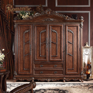 Ensemble <span class=keywords><strong>de</strong></span> meubles <span class=keywords><strong>de</strong></span> chambre à coucher <span class=keywords><strong>de</strong></span> luxe européen avec <span class=keywords><strong>lit</strong></span> en bois massif artisanal, revêtement en cuir <span class=keywords><strong>de</strong></span> qualité supérieure et design classique - Product Image 4