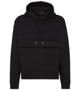 Sweat-shirt à capuche noir pour homme, coupe classique, en molleton de coton, design minimaliste avec poche avant, vêtement tendance - Product Image 1