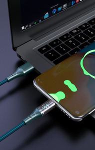 <span class=keywords><strong>Super</strong></span> Charge 65W 5A USB Type C Câble de Charge Rapide Transparent avec Affichage LED Veste en Nylon pour Huawei pour Xiaomi OPPO VIVO - Product Image 5