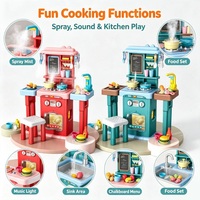 Jeu de cuisine pour enfants 63 pièces avec lumières, sons et fonction de pulvérisation simulée, jouet de table de cuisine pour enfants