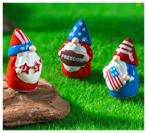 Großhandel Miniatur Oster garten Dekoration Benutzer definierte Harz USA Freiheit National flagge Gnom Figur Skulpturen 3D Spielzeug Hersteller - Product Image 5