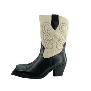 Botas Vaqueras Occidentales Bordadas Ligeras para Todas las Temporadas con Tacón Grueso, Punta Puntiaguda y Plantilla de EVA para Mujer - Product Image 1