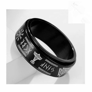 Anillo <span class=keywords><strong>de</strong></span> Pareja <span class=keywords><strong>de</strong></span> Acero <span class=keywords><strong>de</strong></span> Titanio Giratorio con Texto Vikingo Nórdico <span class=keywords><strong>2022</strong></span>, Runa, Meditación, Descompresión, Anillo <span class=keywords><strong>de</strong></span> Acero Inoxidable para Hombre - Product Image 2