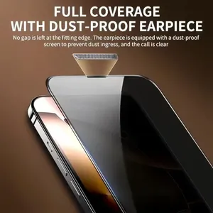 Protector de Pantalla de Vidrio Templado 9H con Privacidad Anti-Espía y Funda con Eliminación Automática de Polvo para iPhone 17 Air 16 15 14 13 12 Pro Max Plus - Product Image 3
