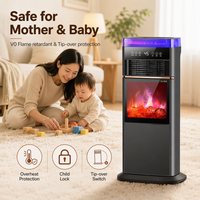 Chauffage portable autonome avec atomisation 3D, ventilateur de cheminée à flammes simulées, humidification à vapeur, commande vocale et télécommande