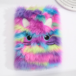 Wholesale Eco Friendly Customizable A5 Diary Soft Cover Kawaii Cute Kids Anime School Panda Cat Furry Fluffy Plush Notebook - Product Image 2
