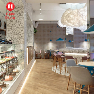 เคาน์เตอร์โชว์ขนมร้านอาหารสมัยใหม่ ร้านเบเกอรี่ ทำจากไม้และกระจกเป็นมิตรกับสิ่งแวดล้อม ปรับแต่งขนาด/สีได้ ดีไซน์คุณภาพสูง - Product Image 2