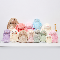 Boneka Kelinci Telinga Panjang Ultra Lembut Lucu dengan Logo Kustom, Mainan Boneka Kelinci Isi Dakron untuk Bayi, Hadiah Paskah