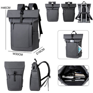 15.6" Unisex Waterproof PU <b>Laptop</b> <b>Backpack</b> Zipper Closure Large Capacity Arcuate Shoulder Strap Portable for Outdoor Use - Product Image 1