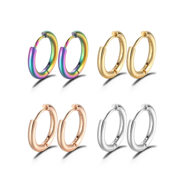 नि: शुल्क नमूने 2022 स्टेनलेस स्टील सरल डिजाइन दौर चंकी घेरा कान की बाली महिलाओं के लिए पुरुषों 18k सोना मढ़वाया Huggie घेरा कान की बाली