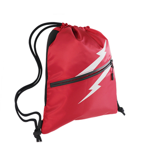 Custom Logo Printed Heavy Duty MOQ 100PCS Eco Polyester <b>Drawstring</b> <b>Bag</b> with Front Zipper Lock - Product Image 4
