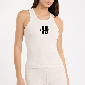 Women Clothing Manufacturer Wholesale Ribbed Women Tank Top High Quality Custom Logo Woven Label Fitted Elastic Cotton Tank Top - Product Image 2