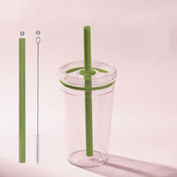 2026 Yeni 450ml Tritan Sızdırmaz Tek Duvarlı Pipetli Bardak Renkli Pipetler Buzlu Kahve Bubble Tea BPA İçermez Yeniden Kullanılabilir Seyahat İçecek Kabı