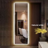 Miroir sur pied moderne personnalisé avec éclairage LED intégré, cadre en alliage d'aluminium, miroir mural pour la décoration de la chambre à coucher et du salon