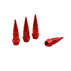 Bouchons de valve en forme de balle, 45mm, en alliage d'aluminium rouge, pour la protection des pneus de vélo, de moto et de voiture - Product Image 1