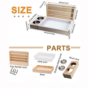 Wooden Rabbit Hay <b>Feeder</b> With Food Tray Multifunctional Pet Feeding Station For Small Animals - Product Image 3