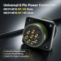 Connecteur circulaire industriel 6P 6 broches, montage sur bride, adaptateur de prise d'alimentation, contact en laiton, coque métallique robuste, étanche IP67