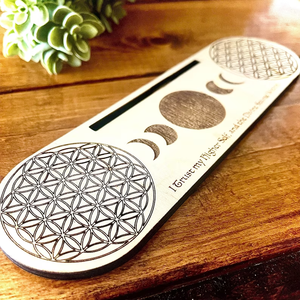 Tableau pendule <span class=keywords><strong>de</strong></span> méditation personnalisé découpé au laser gravé phase <span class=keywords><strong>de</strong></span> lune oracle support en bois porte-cartes <span class=keywords><strong>de</strong></span> tarot - Product Image 6