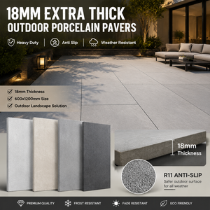 Dalles en porcelaine imitation bois 18 mm pour <span class=keywords><strong>terrasse</strong></span> extérieure, jardin, aménagement paysager - Product Image 1