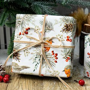 Maypluss Christmas <b>Wrapping</b> <b>Paper</b> 17 In X 33 Ft Watercolor Bird Pinecone Design Eco Friendly Gift Wrap For Holiday Craft - Product Image 2