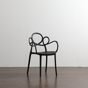 Venta al por mayor de diseño moderno estilo Ins blanco moldeado reposabrazos plástico café restaurante silla para el comedor - Product Image 6