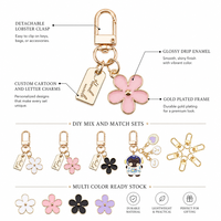 Gantungan Kunci Bunga Enamel Gaya Ins, Gantungan Kunci Kartun Kustom dari Logam, Liontin Earphone DIY, Aksesoris Dekorasi, Hadiah Souvenir untuk Tas dan Kunci
