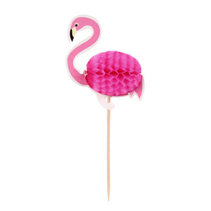 Pineapple Flamingo Cake Toppers 3D Paper Decorations For Themed Party Dessert Decor - Product Image 4