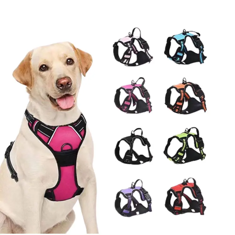 Reflective Adjustable No-choke Soft Padded Pet Dog Harness With Easy Control Training Handle For Large Dogs